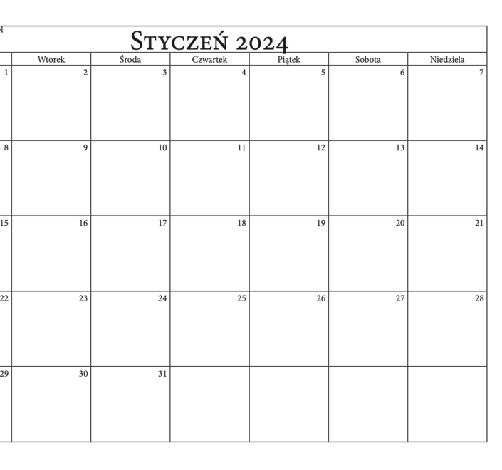 kalendarz do druku pdf